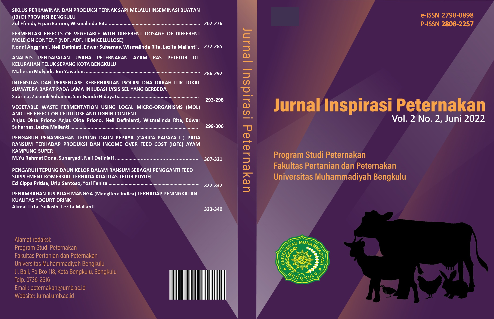 					View Vol. 2 No. 2 (2022): Jurnal Inspirasi Peternakan
				