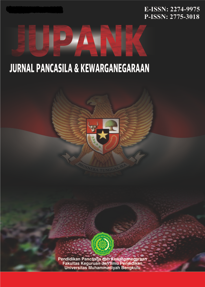 					View Vol. 2 No. 1 (2022): Jurnal Pancasila dan Kewarganegaraan (JUPANK)
				