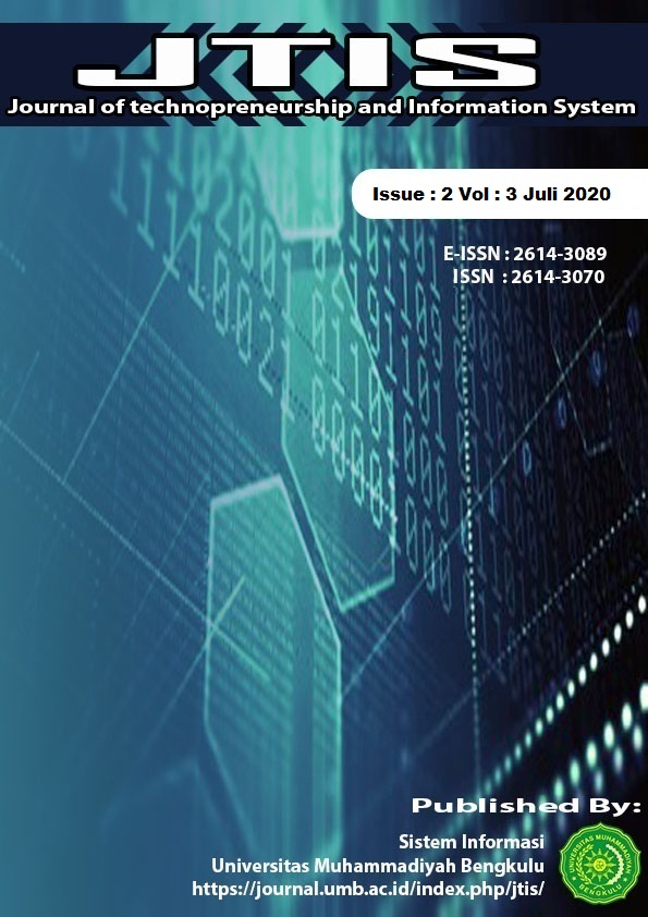 					View Vol. 3 No. 2 (2020): Journal Of Techoprenership and Information System
				