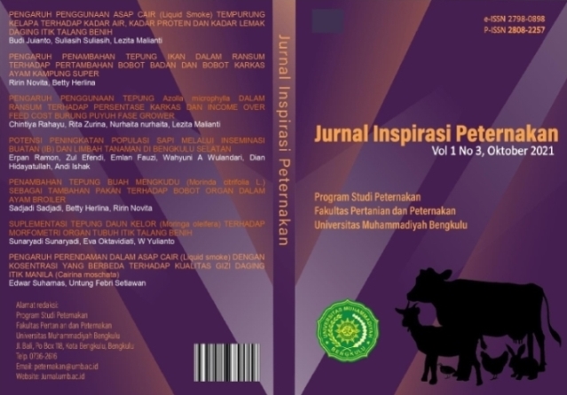 					View Vol. 1 No. 3 (2021): Jurnal Inspirasi Peternakan
				