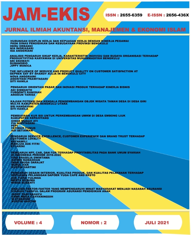 					View Vol. 4 No. 2 (2021): Jurnal Ilmiah Akuntansi, Manajemen dan Ekonomi Islam (JAM-EKIS)
				