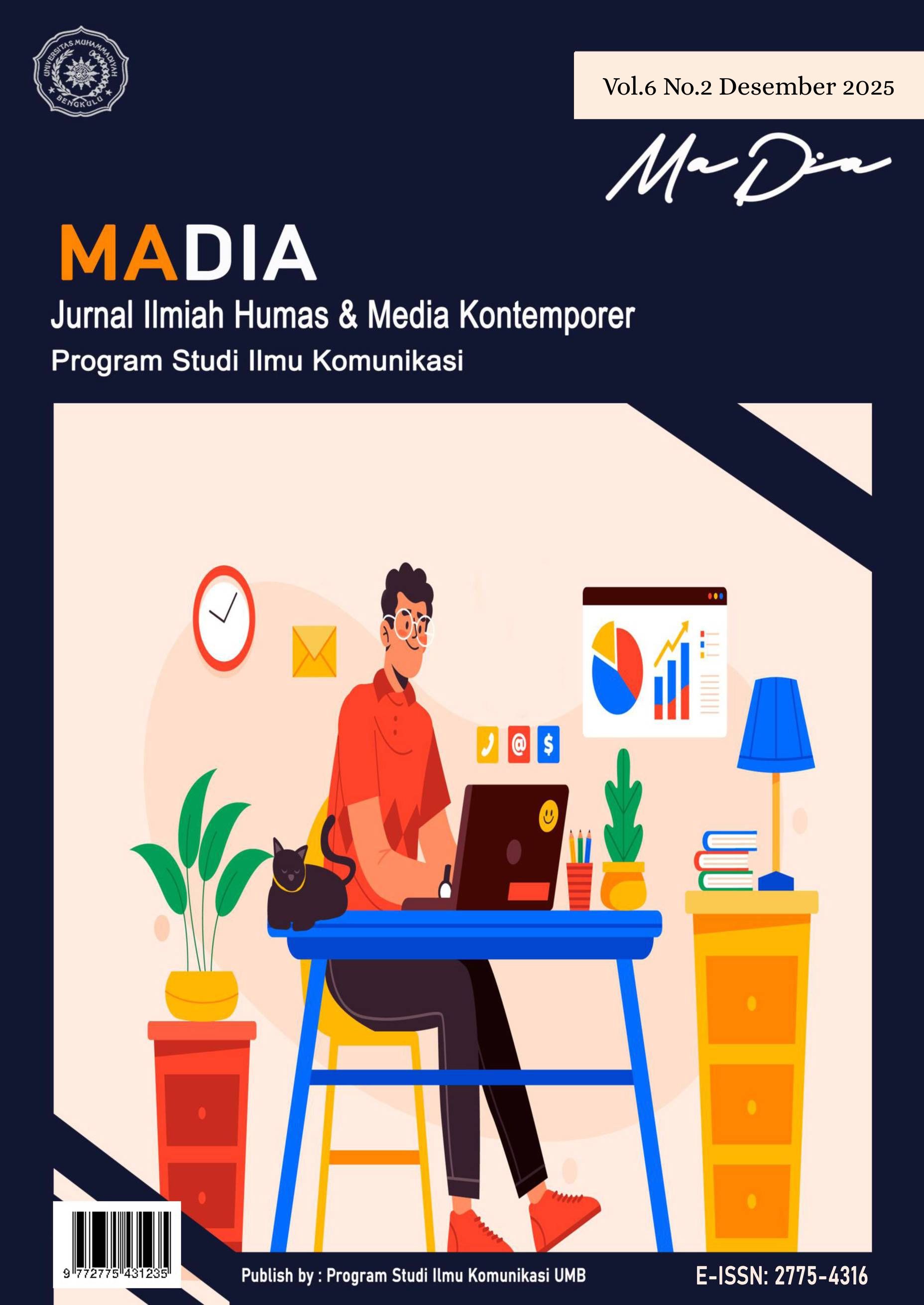 					View Vol. 6 No. 2 (2025): Jurnal Humas dan Media Kontemporer (MADIA)
				